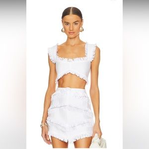 Alexis Elmo Top in White Raffia